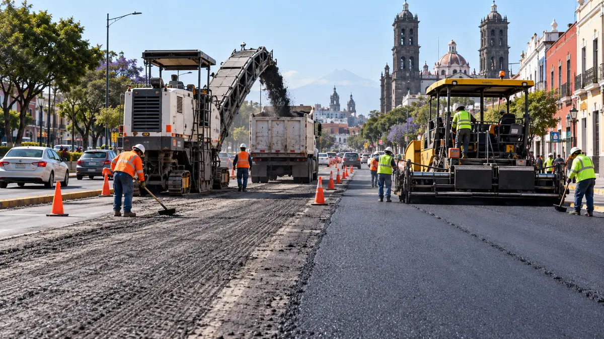 Imagen de Puebla inicia pavimentación de 3.1 km en dos vialidades de la capital